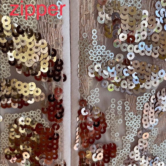 NWT Vince Camuto Sequin Blush Rose Gold Metallic Sheath Dress 14 (fits like 12) - Picture 5 of 16